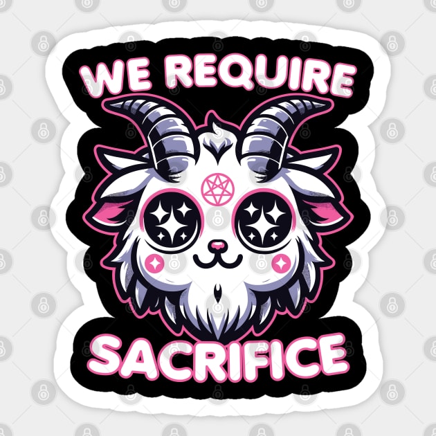 Cute Kawaii Style Baphomet We Require Sacrifice Baphomet Sticker by Swagazon